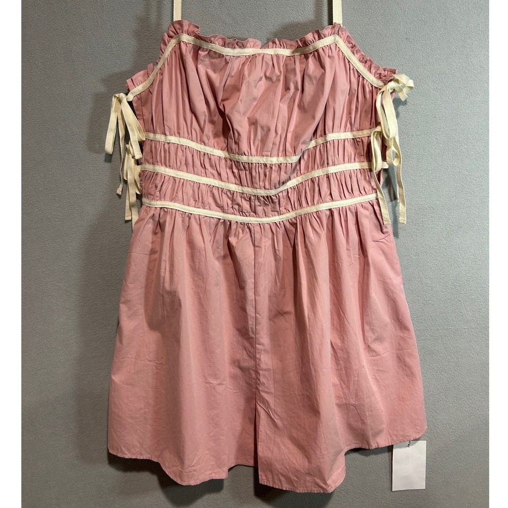 Imily Bela Romper Women XXL Pink Smocked Side Tie Cotton Soft Girl Baby Doll